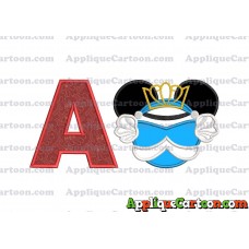 Cinderella Mickey Mouse Ears Applique Design With Alphabet A