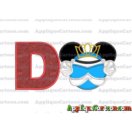 Cinderella Mickey Mouse Ears Applique Design With Alphabet D