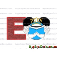Cinderella Mickey Mouse Ears Applique Design With Alphabet E