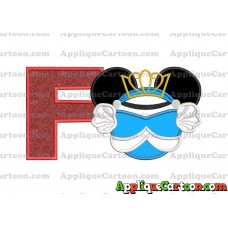 Cinderella Mickey Mouse Ears Applique Design With Alphabet F