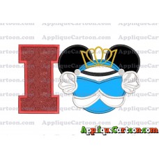 Cinderella Mickey Mouse Ears Applique Design With Alphabet I