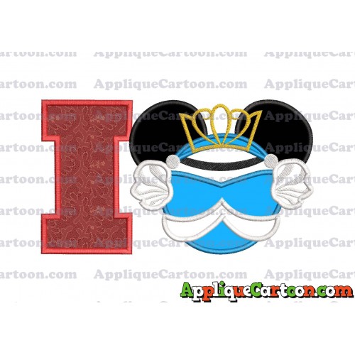 Cinderella Mickey Mouse Ears Applique Design With Alphabet I