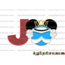 Cinderella Mickey Mouse Ears Applique Design With Alphabet J