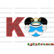 Cinderella Mickey Mouse Ears Applique Design With Alphabet K
