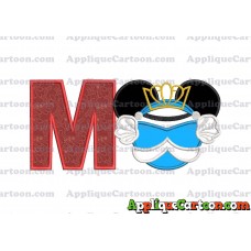 Cinderella Mickey Mouse Ears Applique Design With Alphabet M