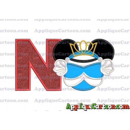 Cinderella Mickey Mouse Ears Applique Design With Alphabet N