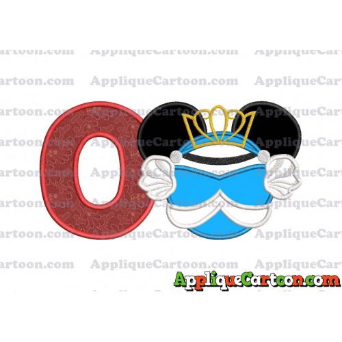 Cinderella Mickey Mouse Ears Applique Design With Alphabet O