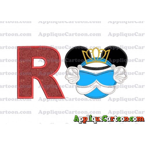 Cinderella Mickey Mouse Ears Applique Design With Alphabet R