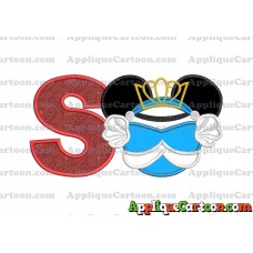 Cinderella Mickey Mouse Ears Applique Design With Alphabet S