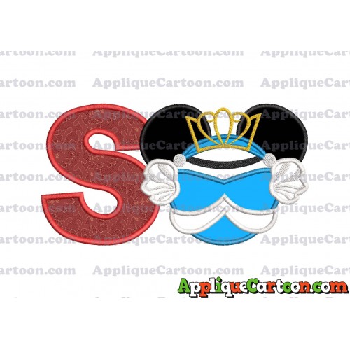 Cinderella Mickey Mouse Ears Applique Design With Alphabet S