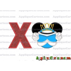 Cinderella Mickey Mouse Ears Applique Design With Alphabet X