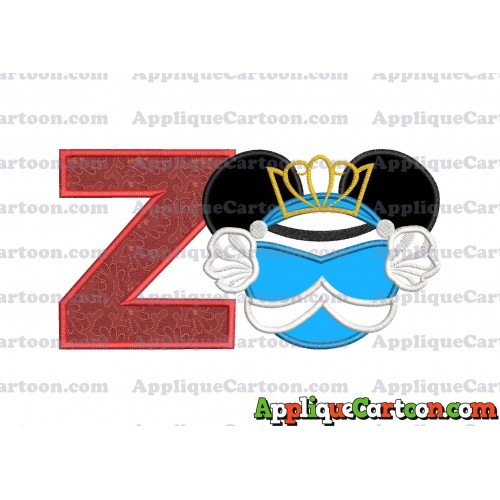 Cinderella Mickey Mouse Ears Applique Design With Alphabet Z