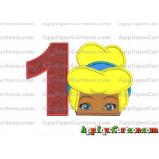 Cinderella Princess Applique 02 Embroidery Design Birthday Number 1