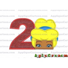 Cinderella Princess Applique 02 Embroidery Design Birthday Number 2