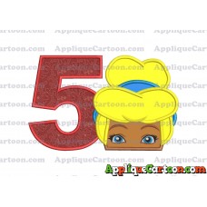 Cinderella Princess Applique 02 Embroidery Design Birthday Number 5