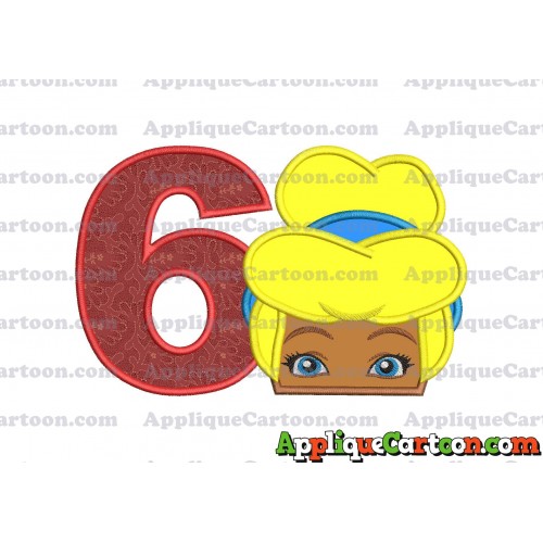 Cinderella Princess Applique 02 Embroidery Design Birthday Number 6