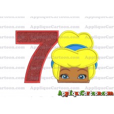 Cinderella Princess Applique 02 Embroidery Design Birthday Number 7