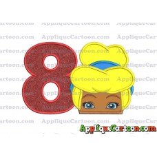 Cinderella Princess Applique 02 Embroidery Design Birthday Number 8