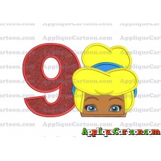 Cinderella Princess Applique 02 Embroidery Design Birthday Number 9