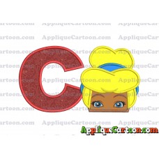 Cinderella Princess Applique 02 Embroidery Design With Alphabet C
