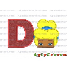 Cinderella Princess Applique 02 Embroidery Design With Alphabet D