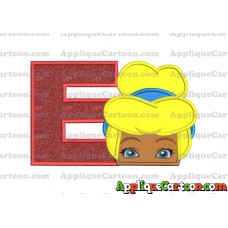 Cinderella Princess Applique 02 Embroidery Design With Alphabet E