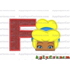 Cinderella Princess Applique 02 Embroidery Design With Alphabet F
