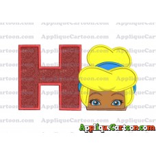 Cinderella Princess Applique 02 Embroidery Design With Alphabet H