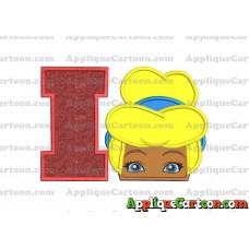 Cinderella Princess Applique 02 Embroidery Design With Alphabet I