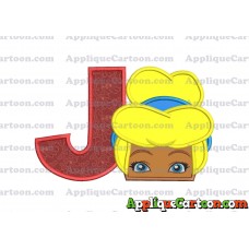 Cinderella Princess Applique 02 Embroidery Design With Alphabet J