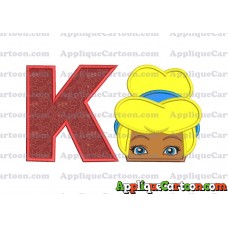 Cinderella Princess Applique 02 Embroidery Design With Alphabet K