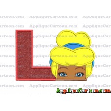 Cinderella Princess Applique 02 Embroidery Design With Alphabet L