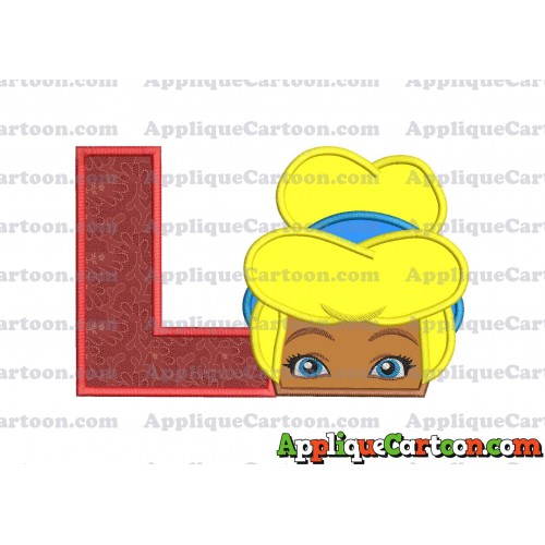 Cinderella Princess Applique 02 Embroidery Design With Alphabet L