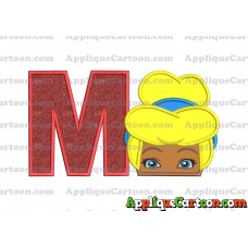Cinderella Princess Applique 02 Embroidery Design With Alphabet M