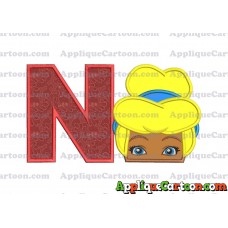 Cinderella Princess Applique 02 Embroidery Design With Alphabet N