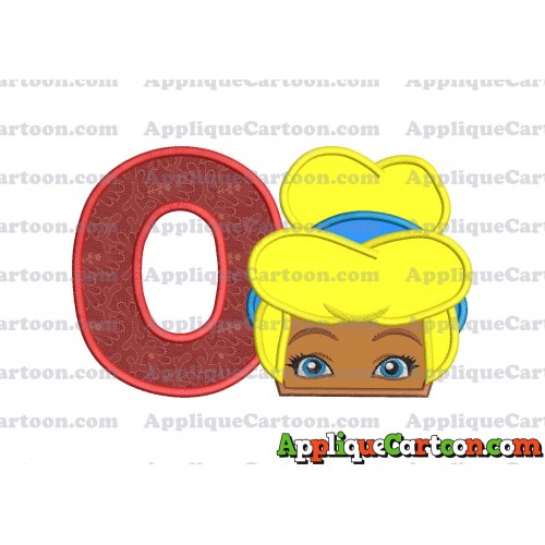 Cinderella Princess Applique 02 Embroidery Design With Alphabet O
