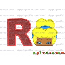 Cinderella Princess Applique 02 Embroidery Design With Alphabet R