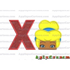 Cinderella Princess Applique 02 Embroidery Design With Alphabet X