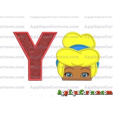 Cinderella Princess Applique 02 Embroidery Design With Alphabet Y