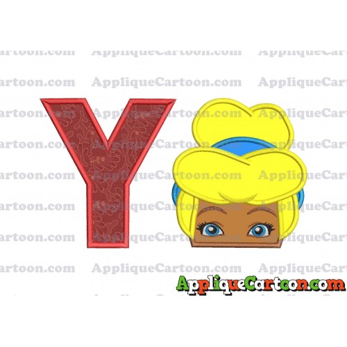 Cinderella Princess Applique 02 Embroidery Design With Alphabet Y