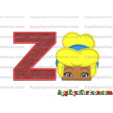 Cinderella Princess Applique 02 Embroidery Design With Alphabet Z