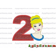 Cinderella Princess Applique Embroidery Design Birthday Number 2