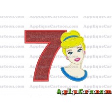 Cinderella Princess Applique Embroidery Design Birthday Number 7