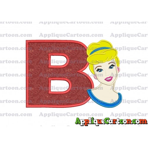 Cinderella Princess Applique Embroidery Design With Alphabet B
