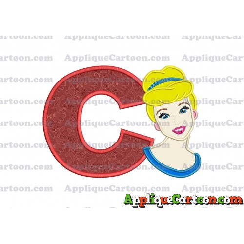 Cinderella Princess Applique Embroidery Design With Alphabet C