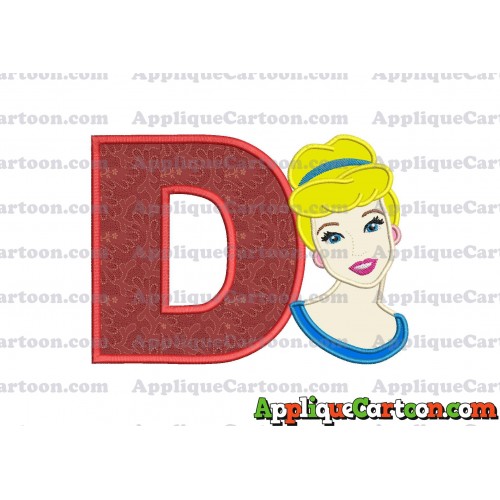 Cinderella Princess Applique Embroidery Design With Alphabet D