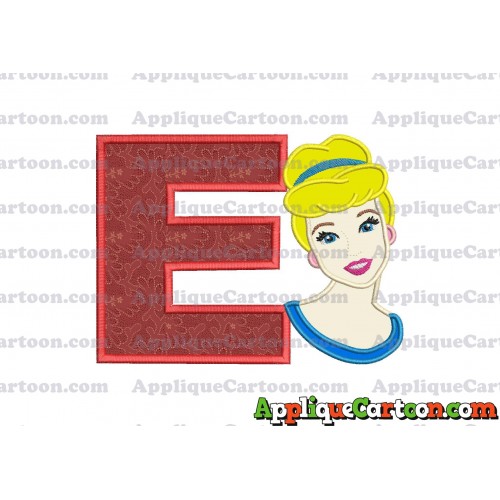 Cinderella Princess Applique Embroidery Design With Alphabet E
