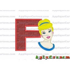 Cinderella Princess Applique Embroidery Design With Alphabet F