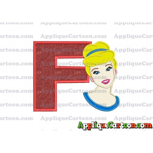 Cinderella Princess Applique Embroidery Design With Alphabet F