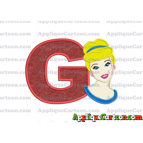 Cinderella Princess Applique Embroidery Design With Alphabet G